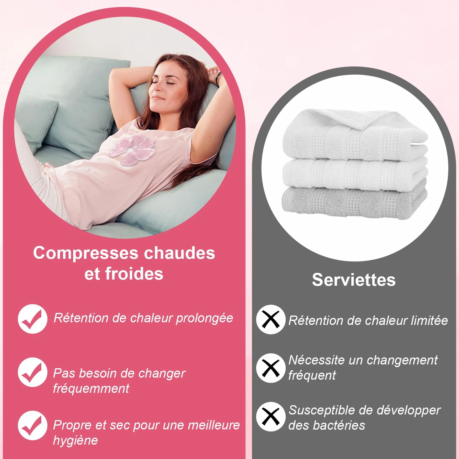 KASURE Coussinets Allaitement 2 PCS + 2 Bambou Réutilisables Gel Chaud/Froid Soulager Engorgement Mammite Accessoires Maman