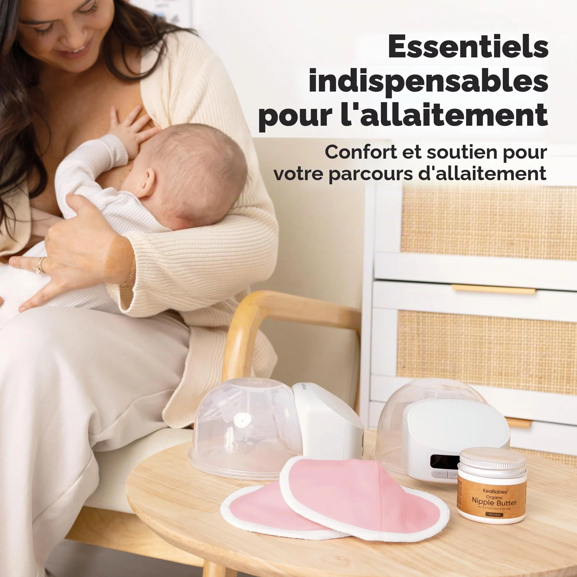 Coussinets d'allaitement en bambou biologique lavables - 14 pièces avec sac de lavage - Pastel Touch L 12cm