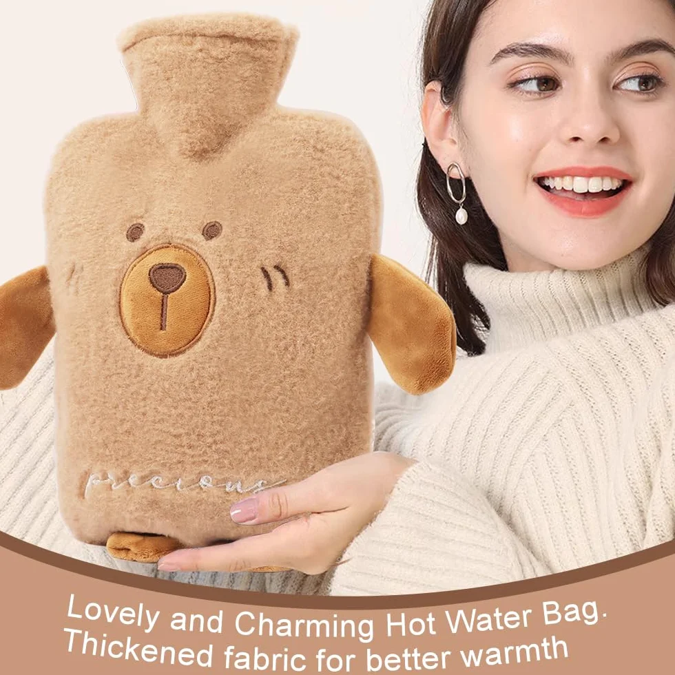 FIVAVA Bouillotte Enfant 2L, Peluche Eau Chaude avec Housse pour Mains et Pieds