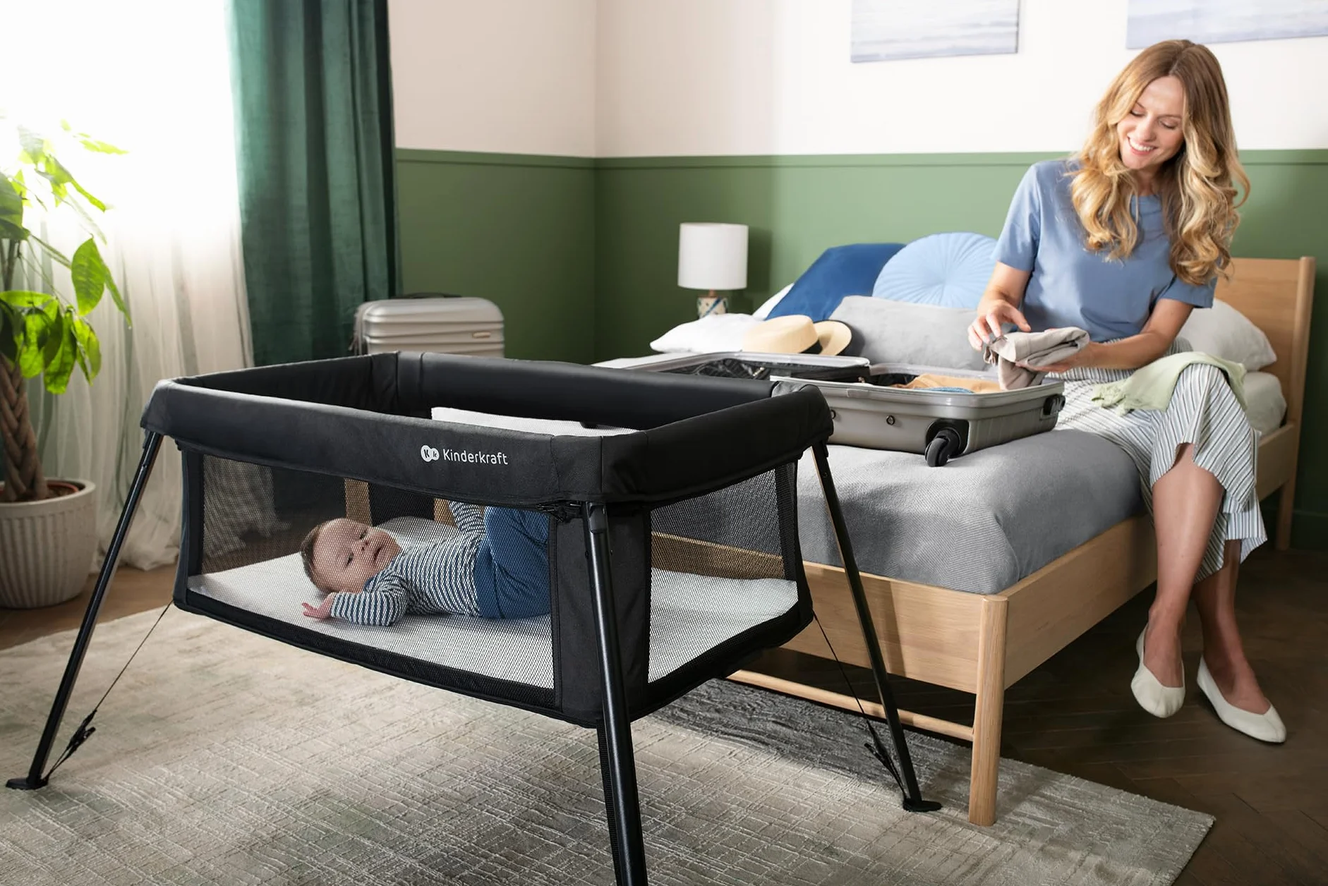Kinderkraft Cami Lit Parapluie 3 en 1, Lit bébé avec Matelas, Noir
