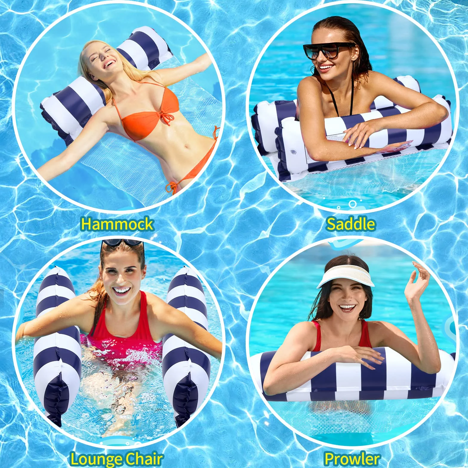 Bouee Piscine Adulte 2 Pièces 4 en 1 XL Matelas Gonflable Hamac Filet 2 Personnes