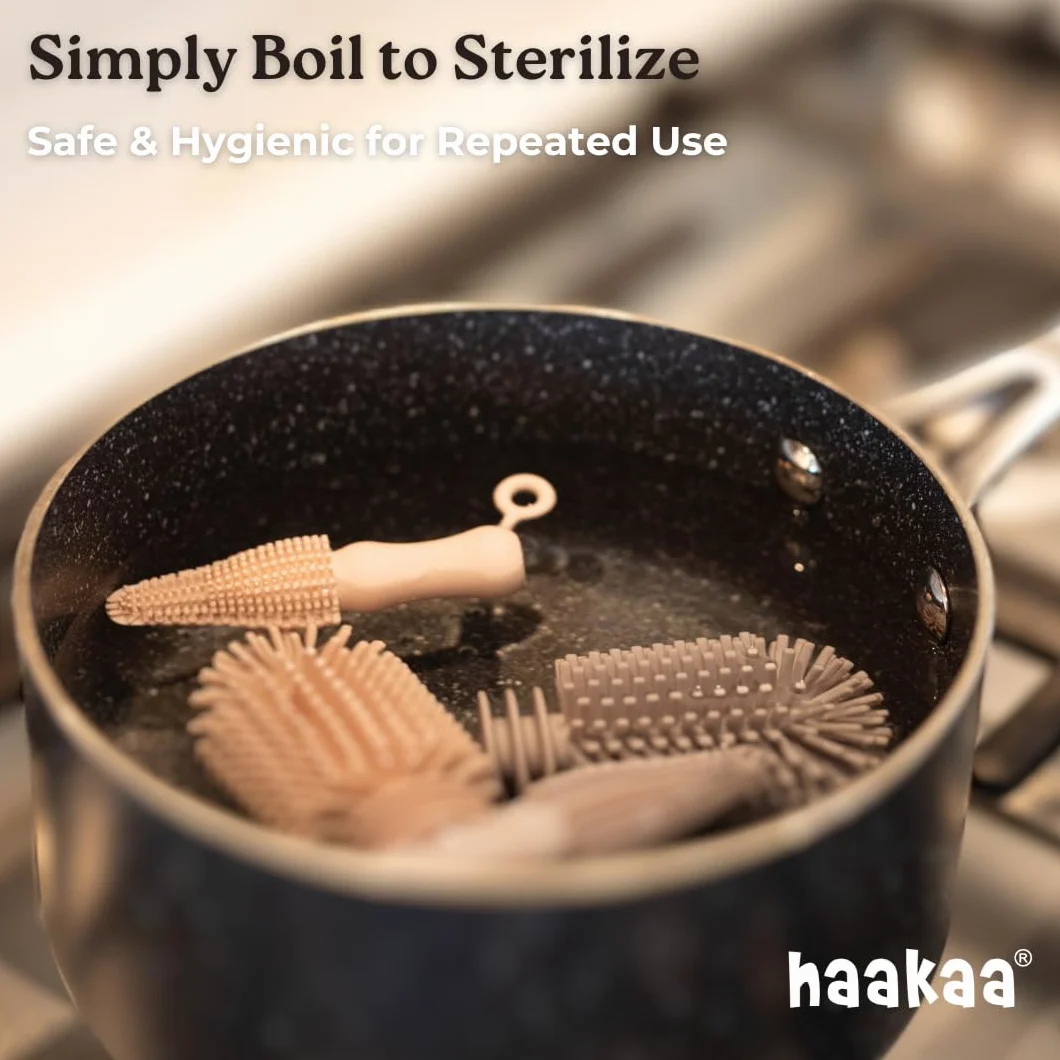 Haakaa Kit de brosses de nettoyage en silicone - pour bouteilles et crevasses - silicone alimentaire