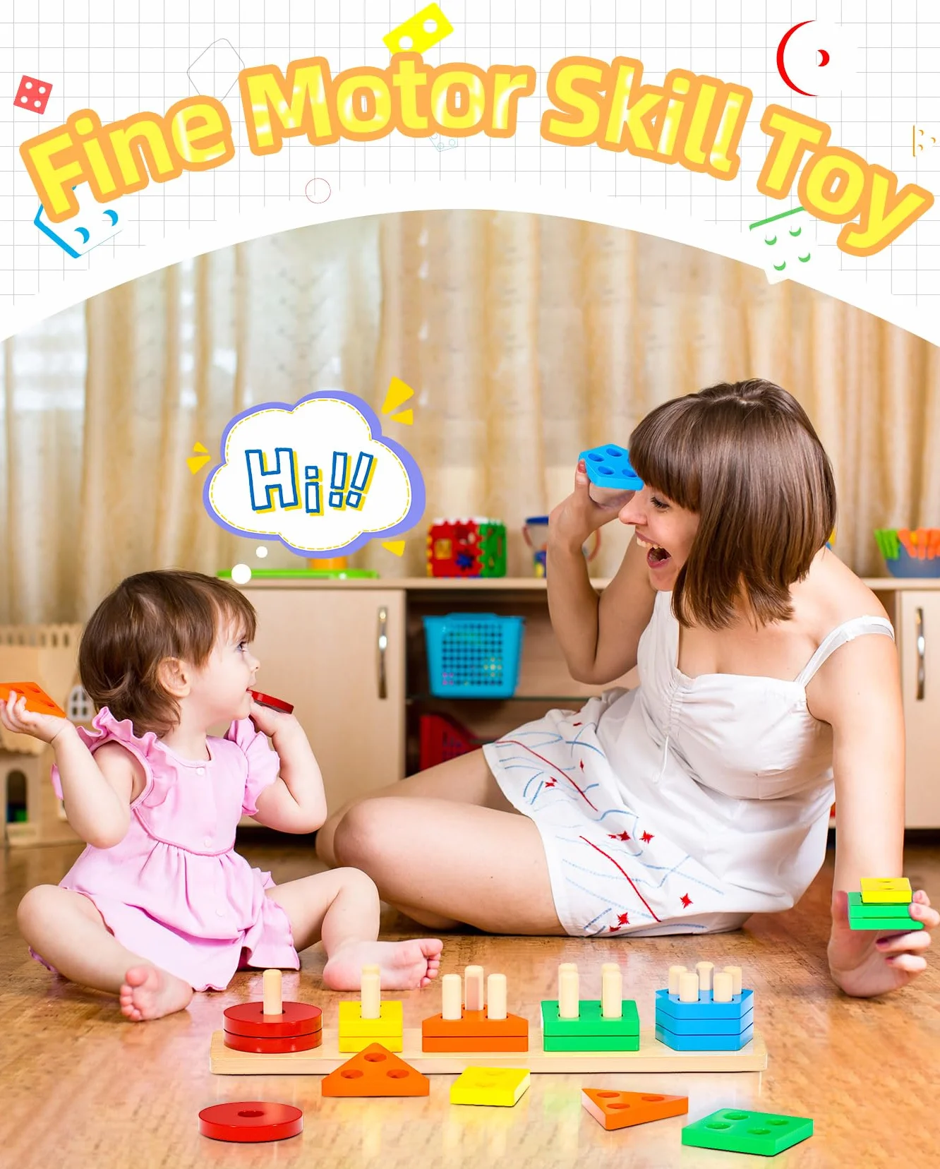 Jeux Montessori Enfant 1 2 3 Ans Jeu Educatif en Bois Puzzle à Empiler et de Tri Cadeau Garçon Fille