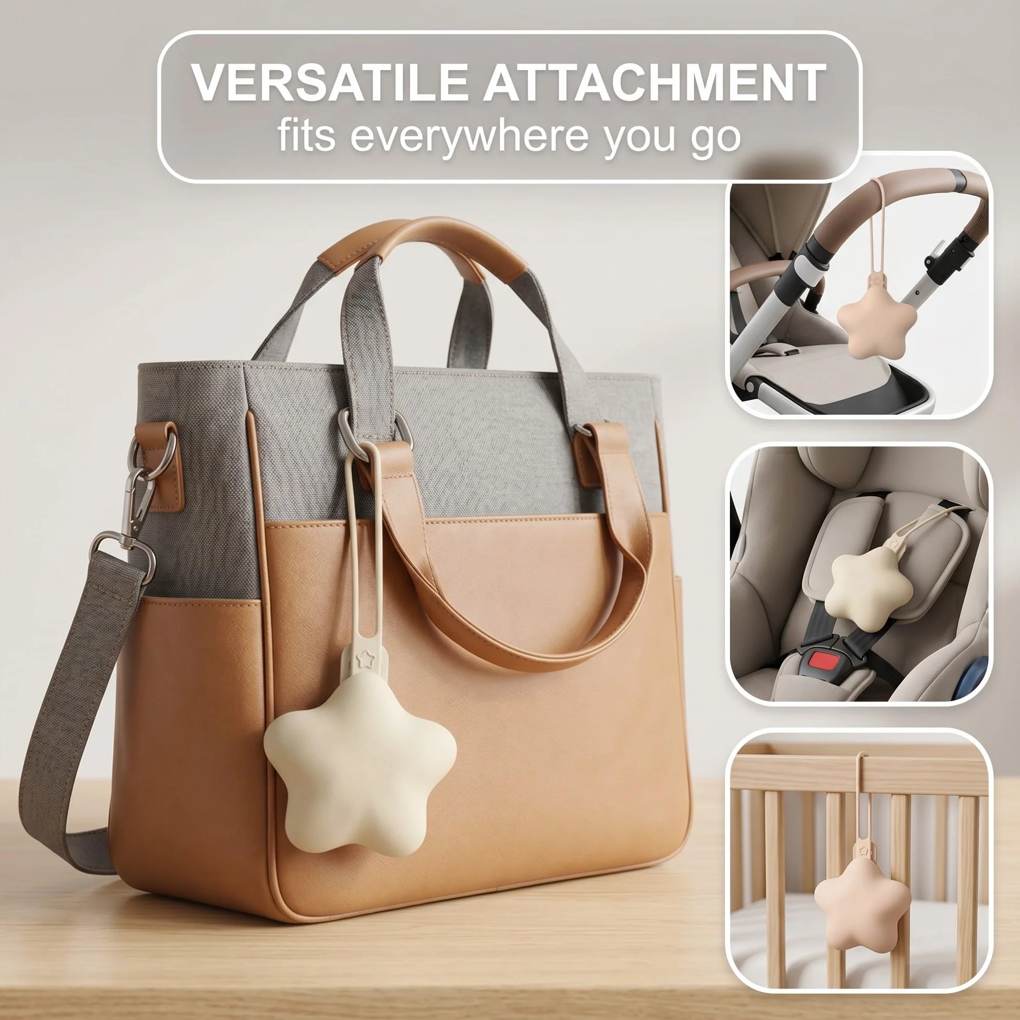 Boîte à sucette en silicone 2 pièces, rangement hygiénique pour bébé, accessoire cadeau naissance (Beige)