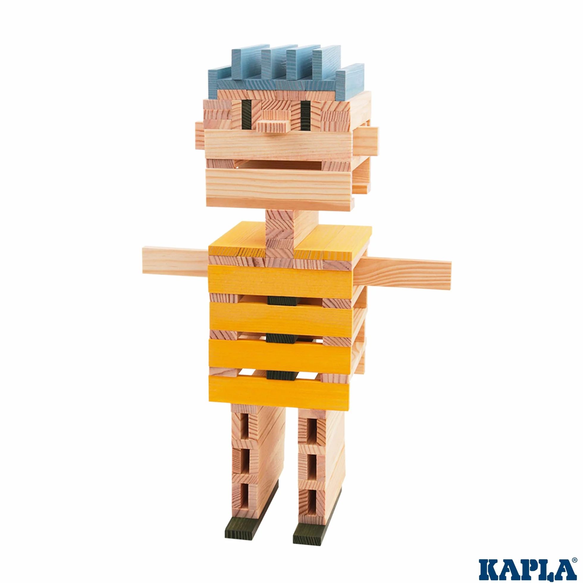 KAPLA Jeu de Construction 120 Planchettes Bois Colorés Nature Bleu Clair Jaune Vert