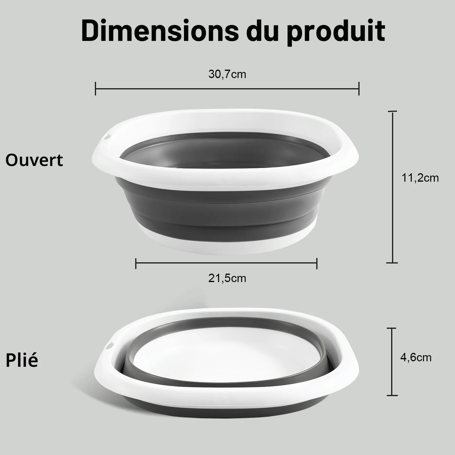 Bassine Pliable en Silicone 5 L pour Voyage Camping Cuisine