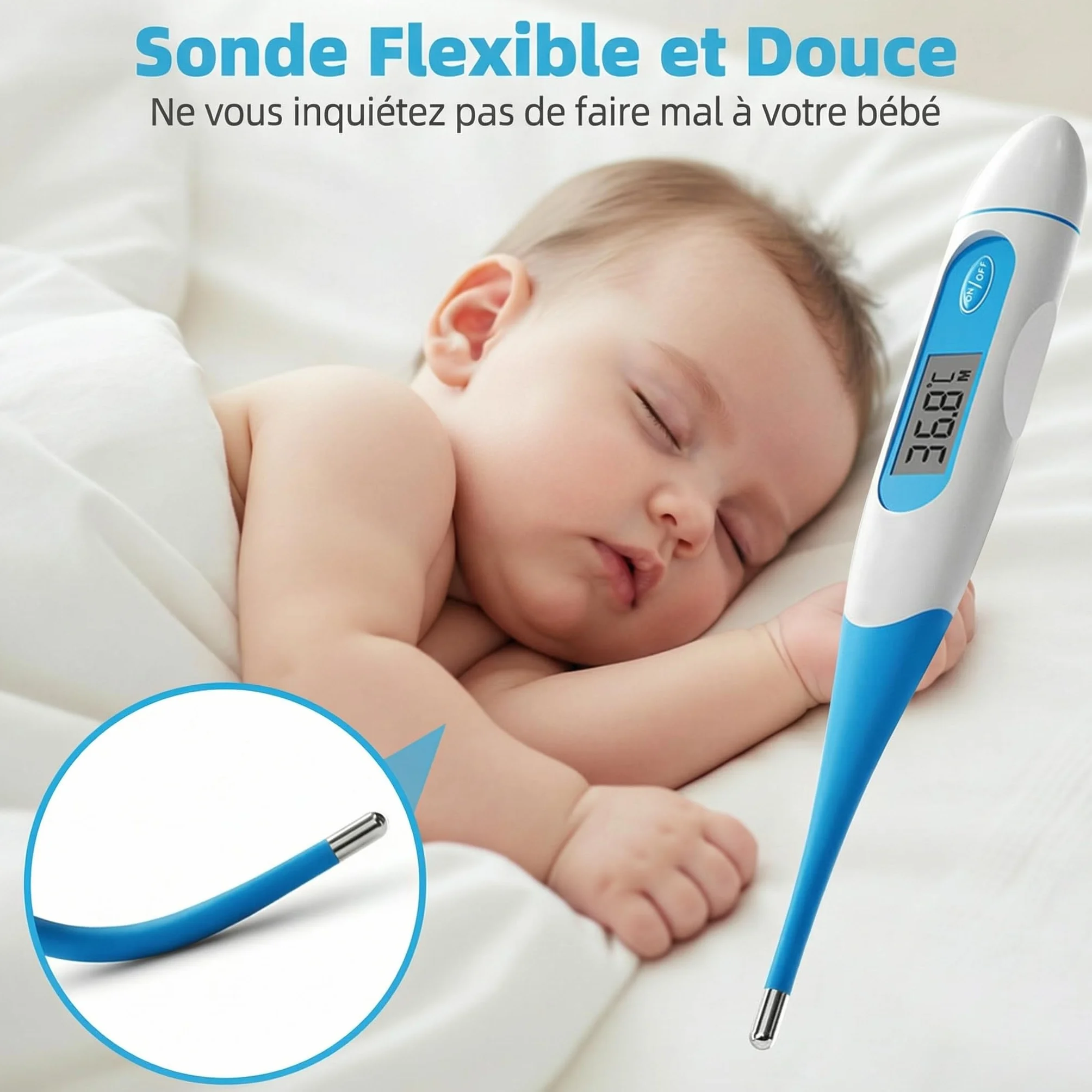 Thermomètre numérique température corporelle basale avec alarme fièvre, commutable ℃/℉
