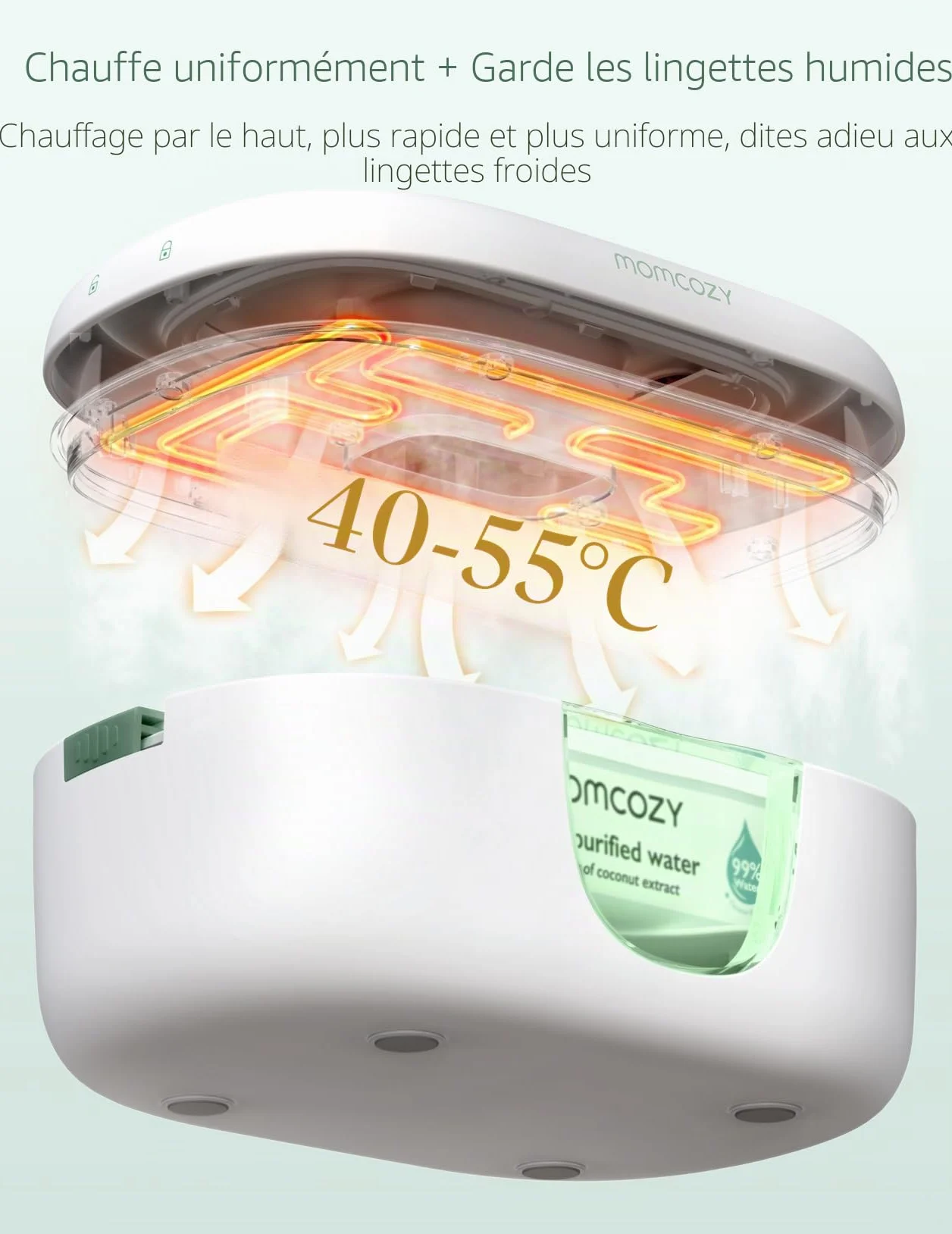 Momcozy Baby Wipe Warmer, Large Capacity Dispenser, Fast Even Heating, 4 Temperature Modes, Night Light