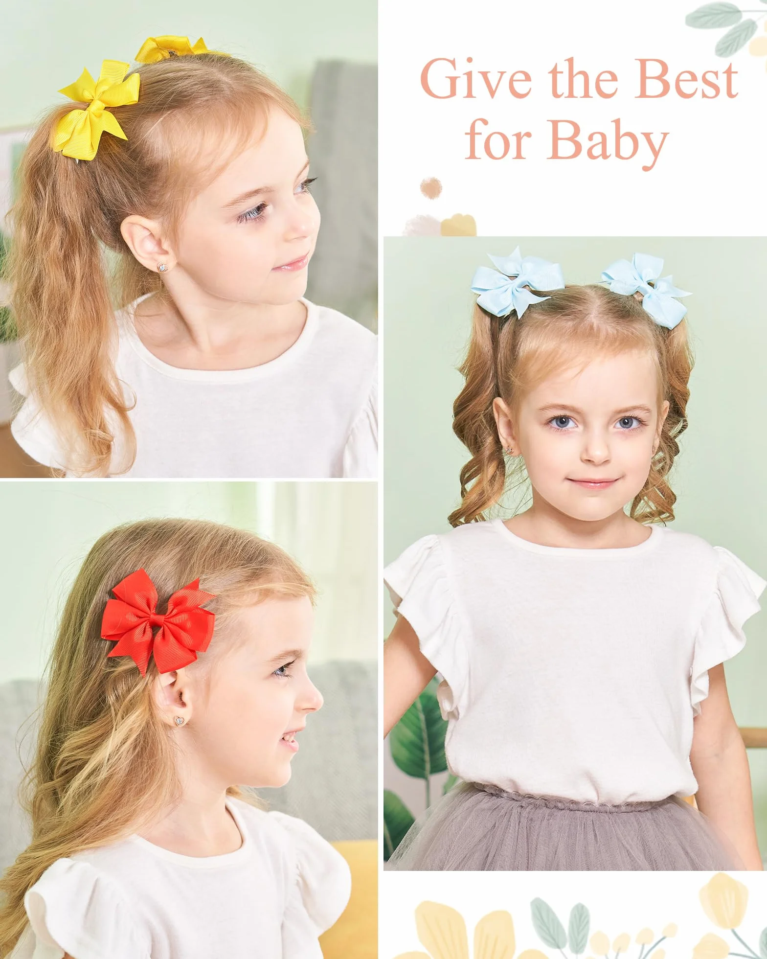 60 pcs 3 pouces bébé filles cheveux arcs pinces crocodile ruban gros-grain barrettes pour bébés enfants tout-petits adolescents