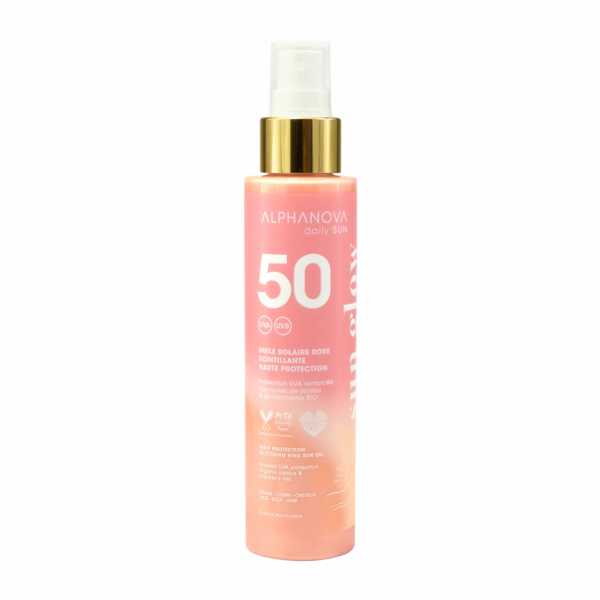 ALPHANOVA DAILY SUN Huile Solaire SPF50 Scintillante Rose 125ml