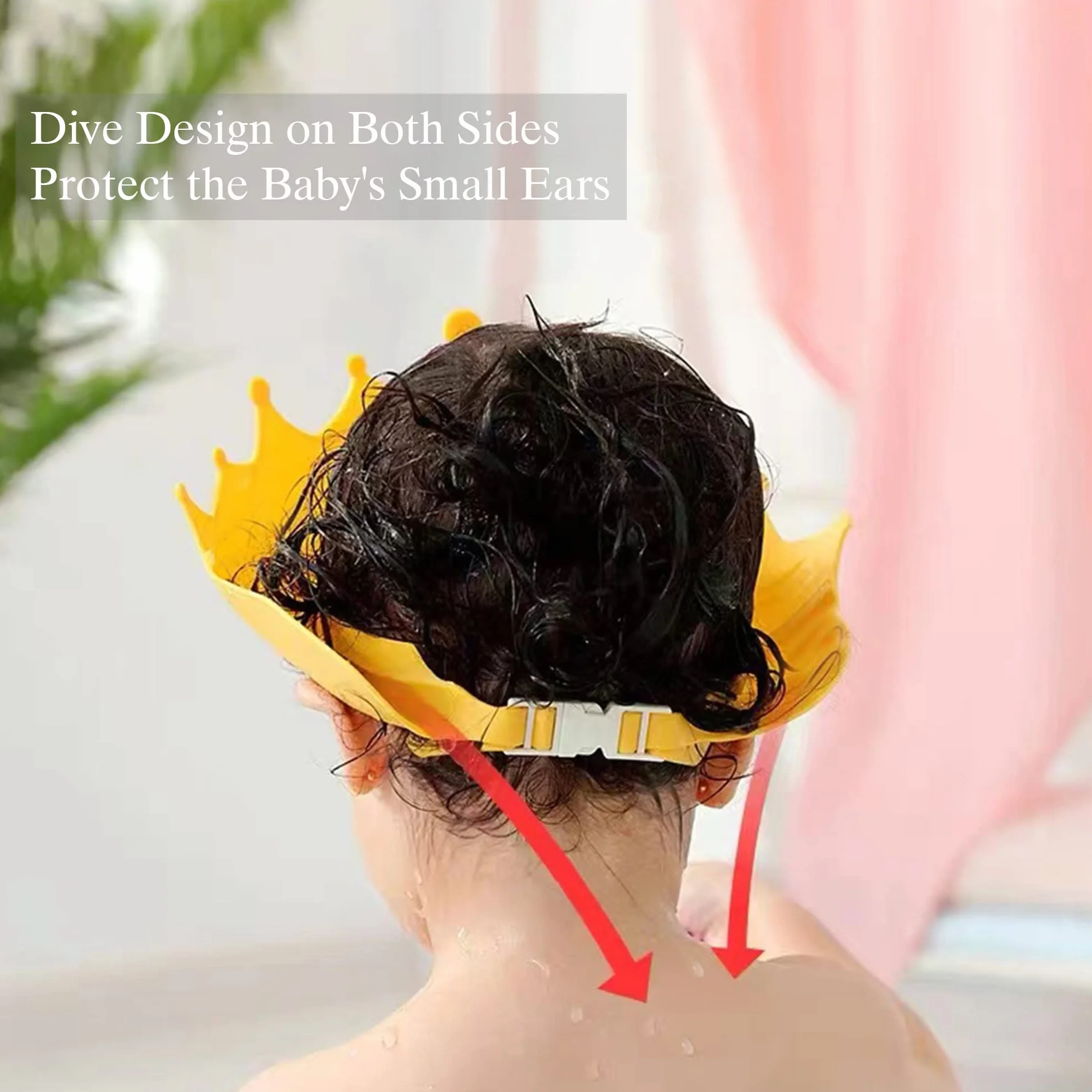 Casquette de Bain Bébé Réglable Visière Bonnets de Bain 0-9 Ans Rose