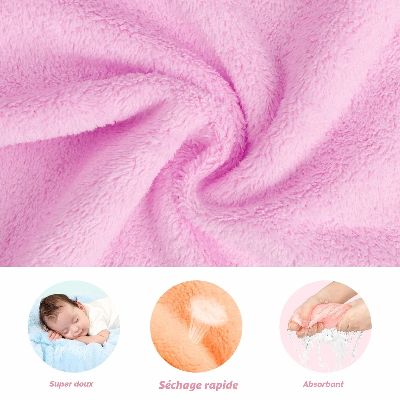 Orighty Lot de 24 débarbouillettes pour bébé en microfibre corail douces absorbantes