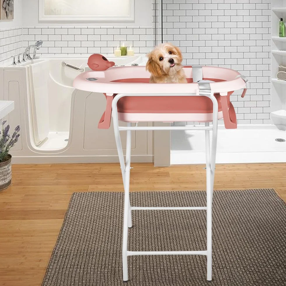 Baignoire pour bébé avec support, ergonomique, compacte, 10 kg, 81,5 x 48 x 21 cm - Rose