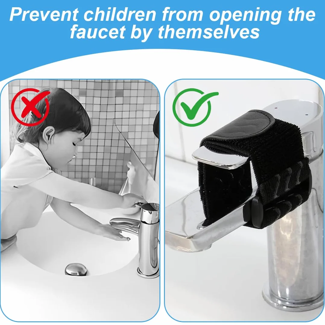 Accessoires De Robinetterie Empêche Les Enfants D'ouvrir Le Robinet Bande Élastique Avec Velcro et Bandes Anti-dérapantes Sécurité De L'eau Pour Enfant