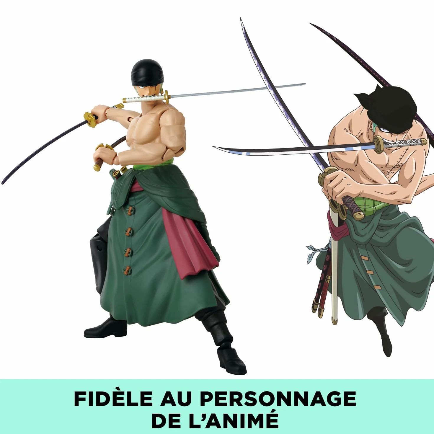 BANDAI Anime Heroes One Piece Figurine Roronoa Zoro 17 cm Three Sword Style Manga Articulée 3 Épées Officielle Jouet Enfant 4 Ans+