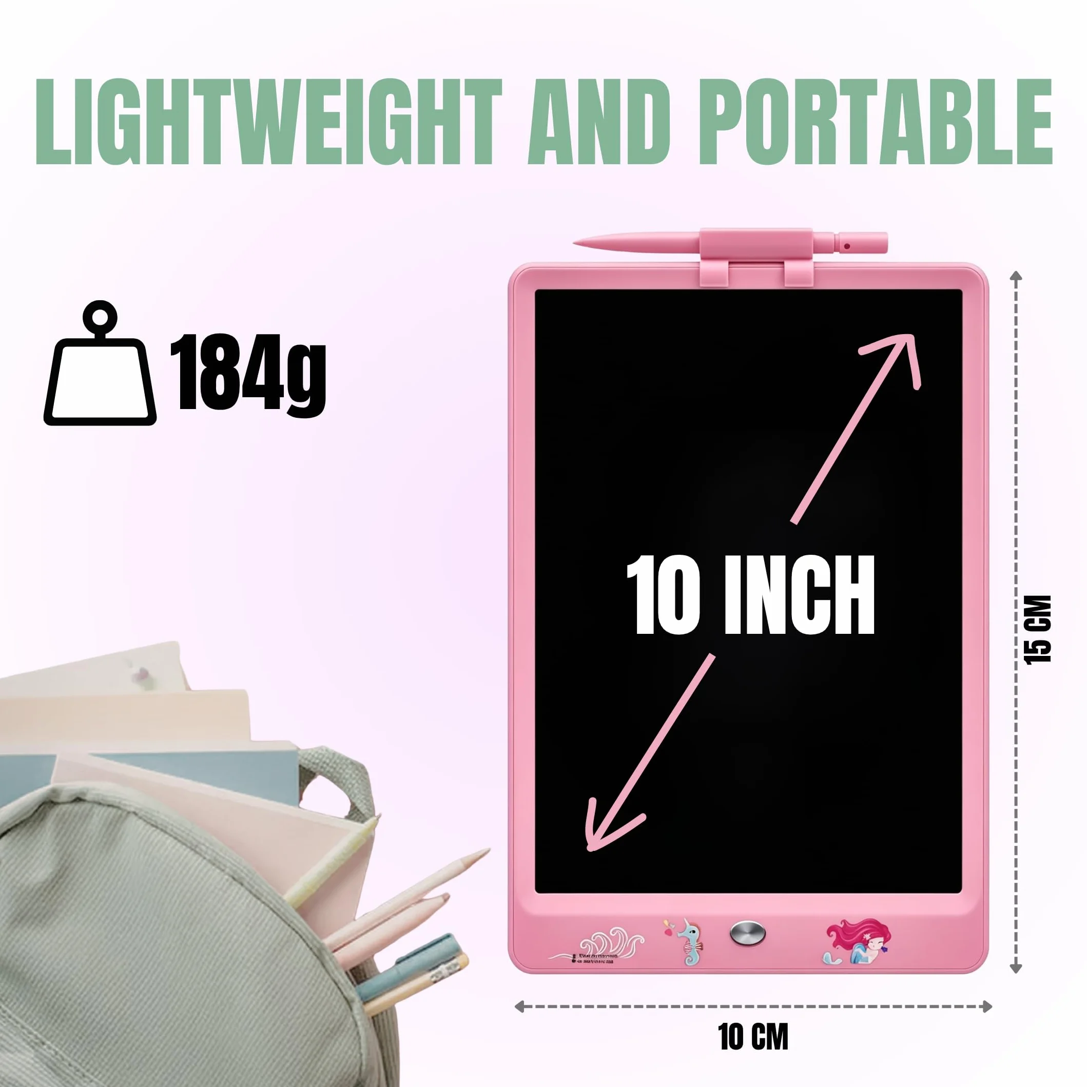 DYNASONIC Tablette d'écriture pour enfants 10 pouces LCD Dessin Magnétique Jouet Dinosaure Cadeau 2-8 ans