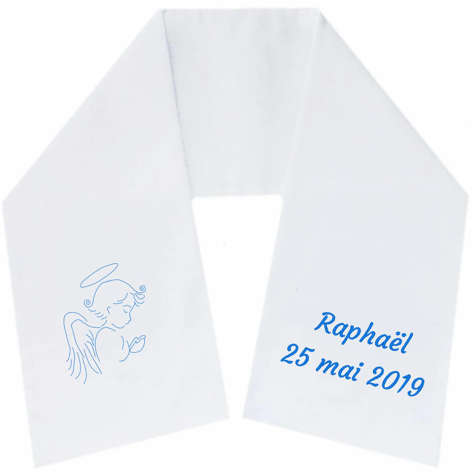 Écharpe de Baptême Personnalisée Brodée Prénom Date 100 Modèles Coton Cadeau Bébé
