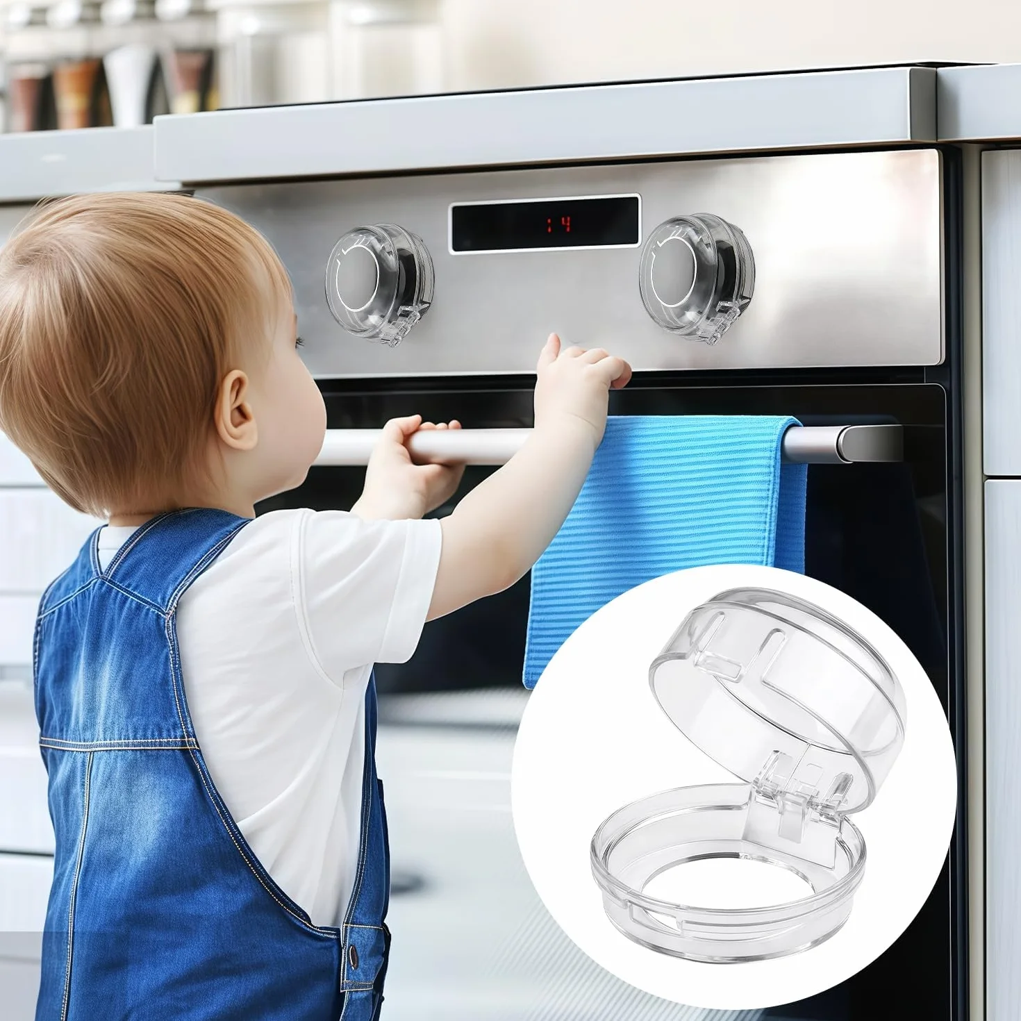 Cache-boutons de cuisinière adhésif renforcé résistants à la chaleur lot de 6 transparent