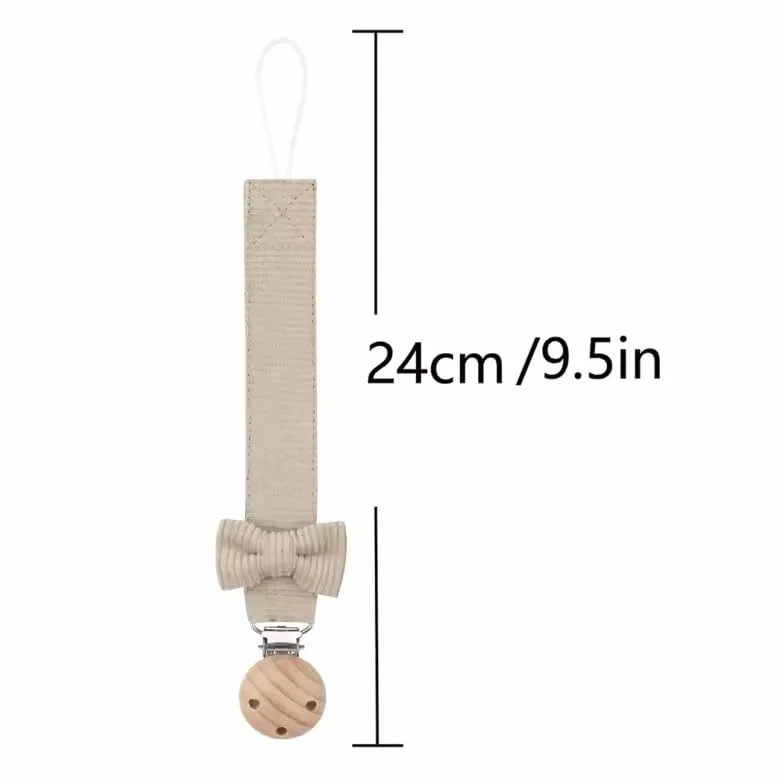 Attache tétine personnalisé prénom fille garçon velours noeud bois cadeau naissance