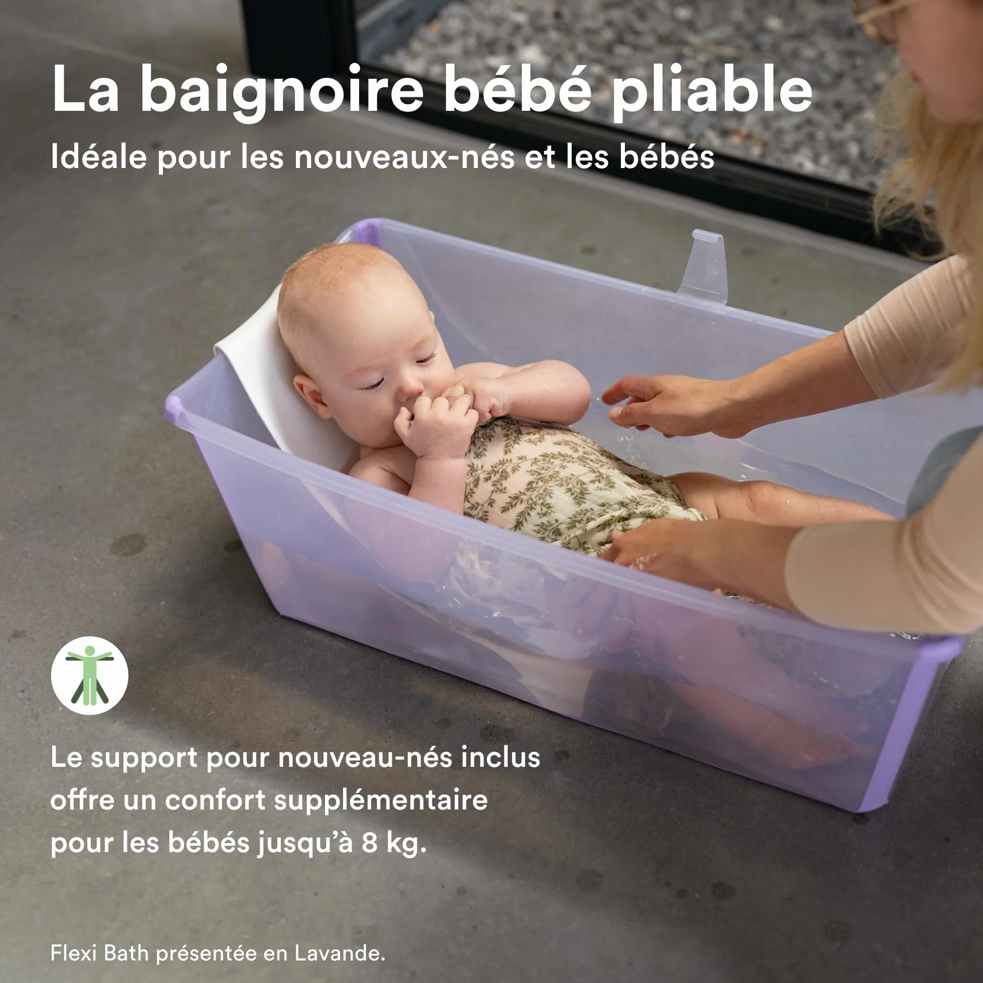 Stokke Flexi Bath (Sandy Beige) avec Support nouveau-nés - Bain bébé pratique maison voyage - jusqu'à 48 mois