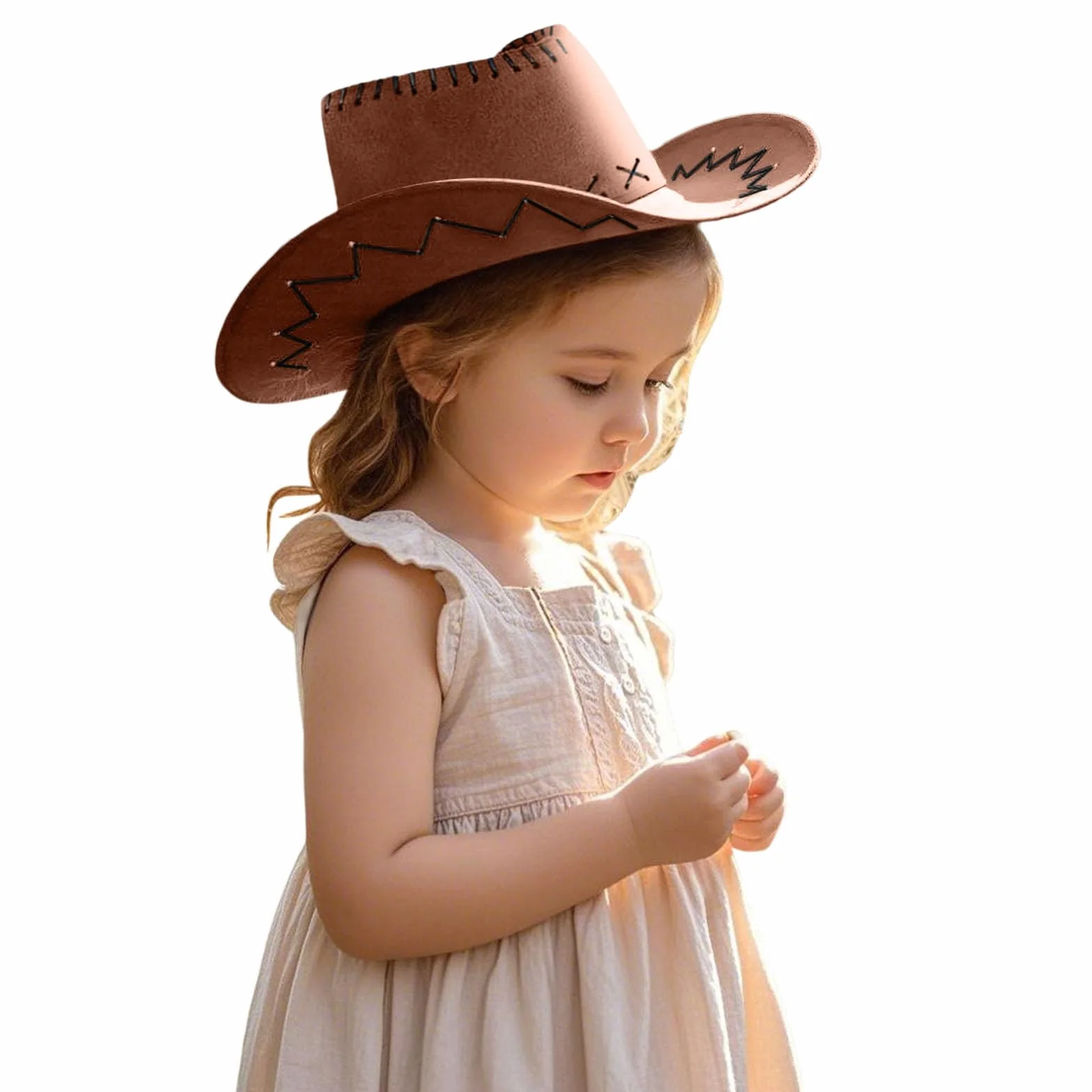 Chapeau de Cowboy Enfant en Daim Synthétique pour Fêtes et Halloween