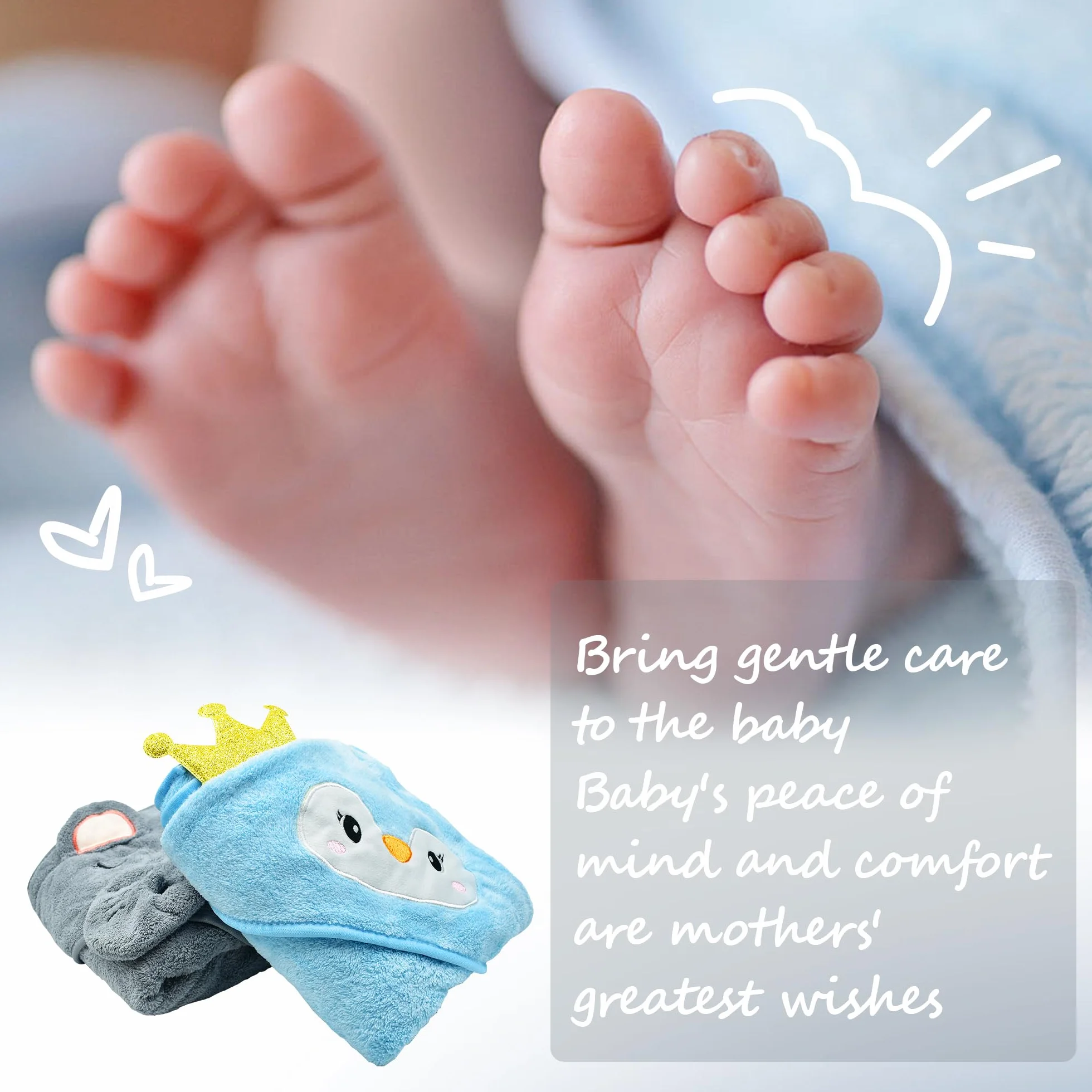 Cape et Serviette de Bain Bébé 80x80cm Sortie de Bain Naissance Cadeau Fille