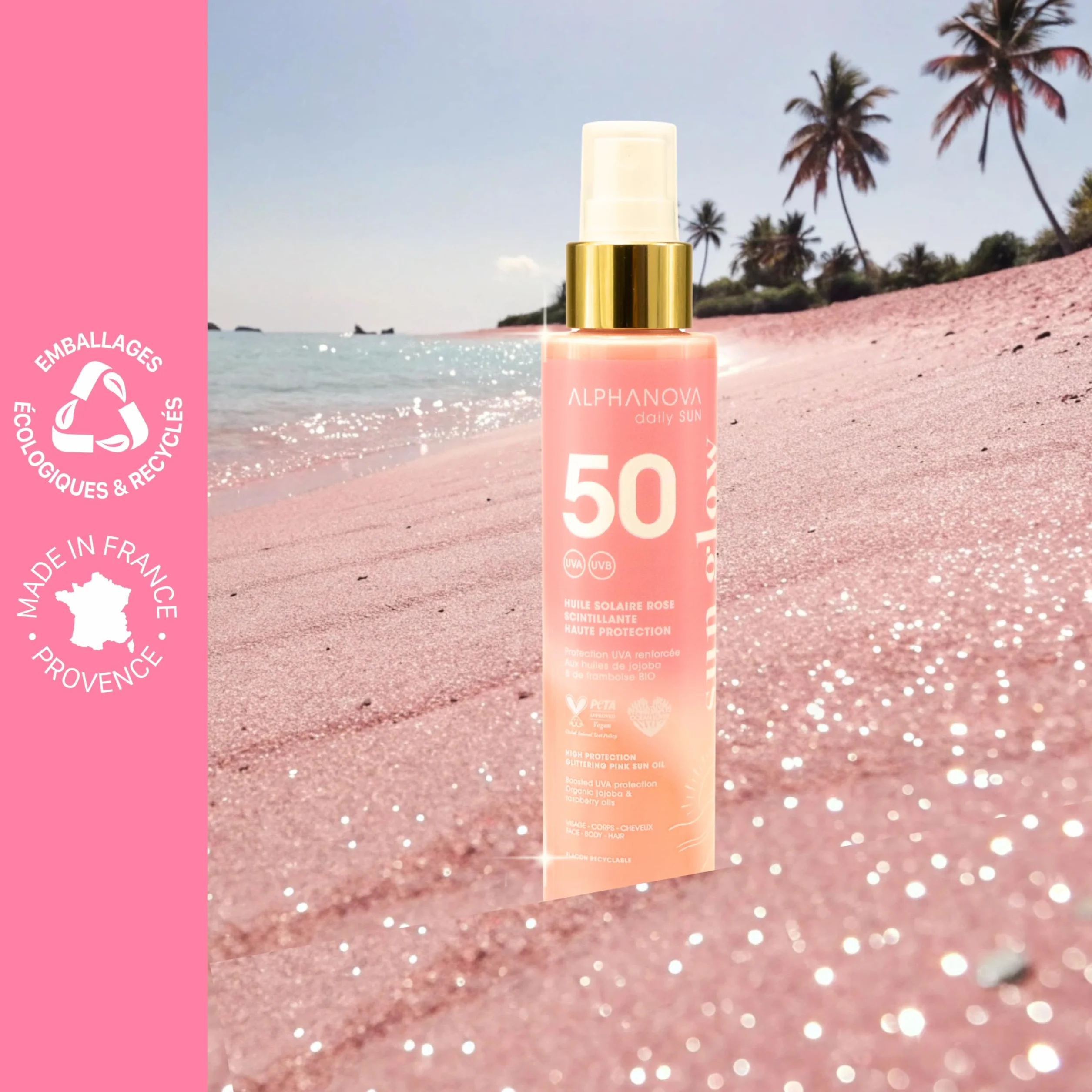 ALPHANOVA DAILY SUN Huile Solaire SPF50 Scintillante Rose 125ml