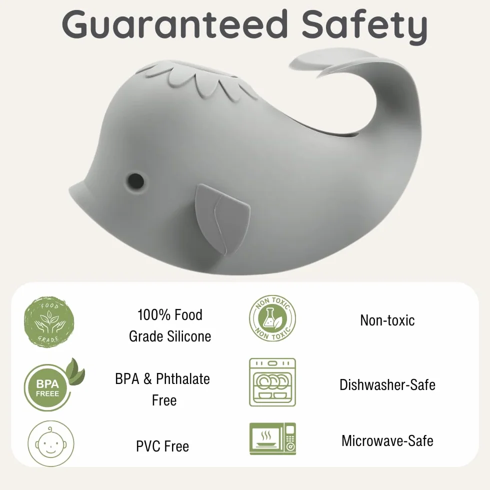 PandaEar Cache de Bec de Bain Bébé, Protection Douche Baleine Gris