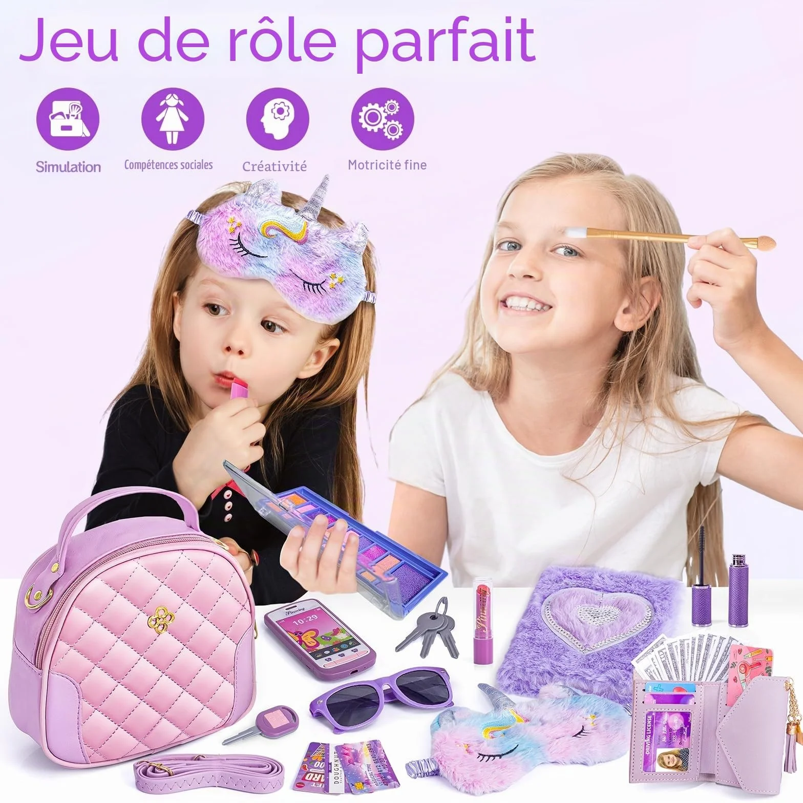 Licorne Sac à Main Jouet pour Fille 3+ Ans avec Accessoires Maquillage
