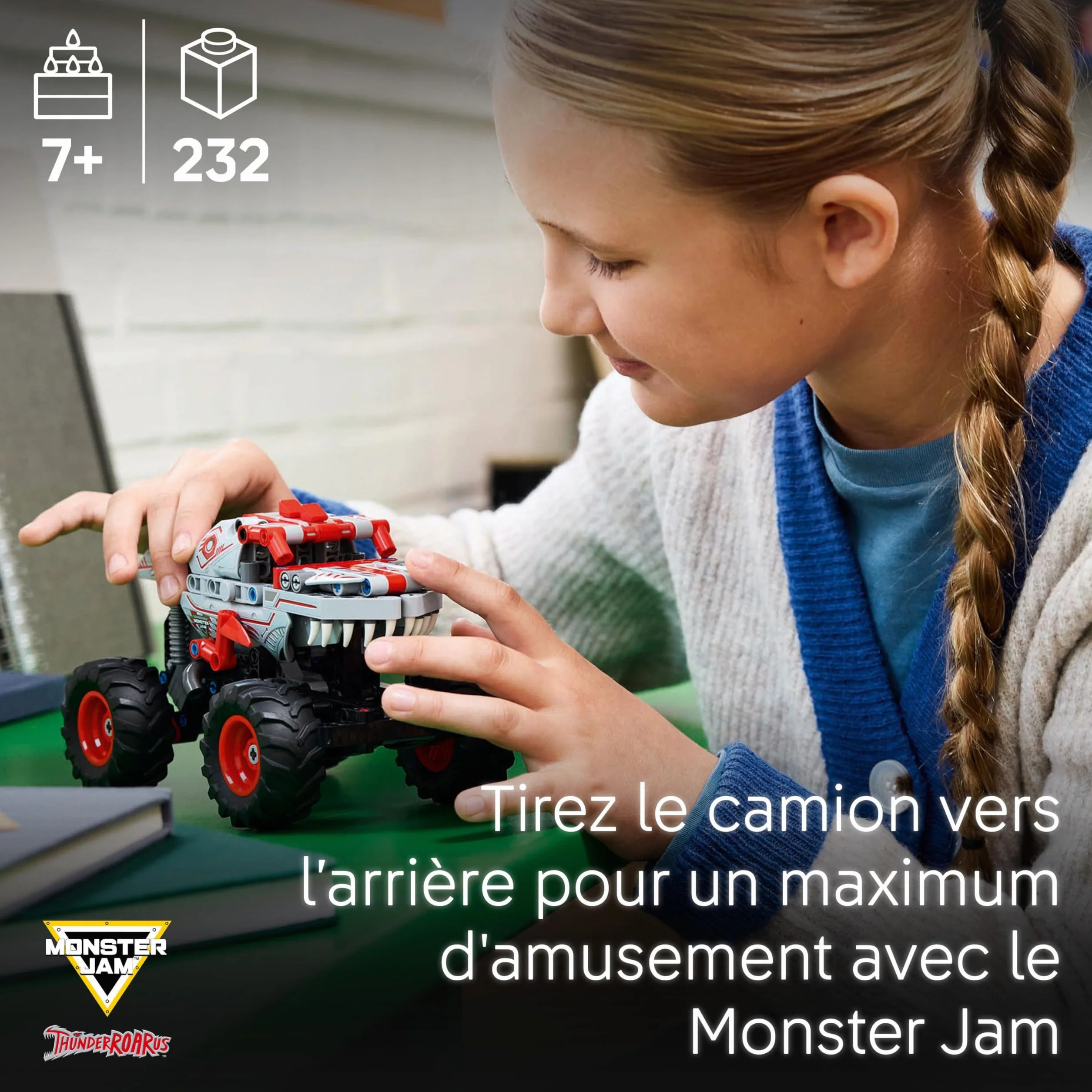 LEGO Technic Monster Jam ThunderROARus à rétrofriction 42200 Maquette de Camion Dinosaure pour Enfant dès 7 Ans