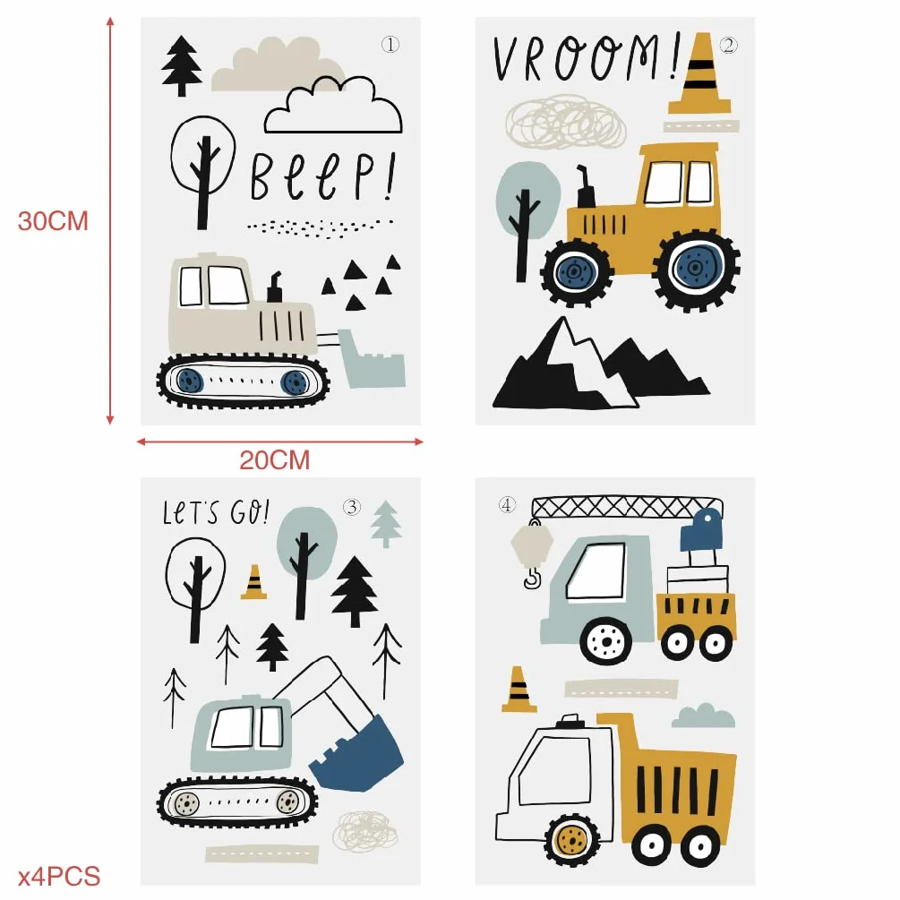 Stickers Muraux Enfants 37 Pièces Decoration Chambre Bebe Garcon Autocollant Mural Voiture Tracteur