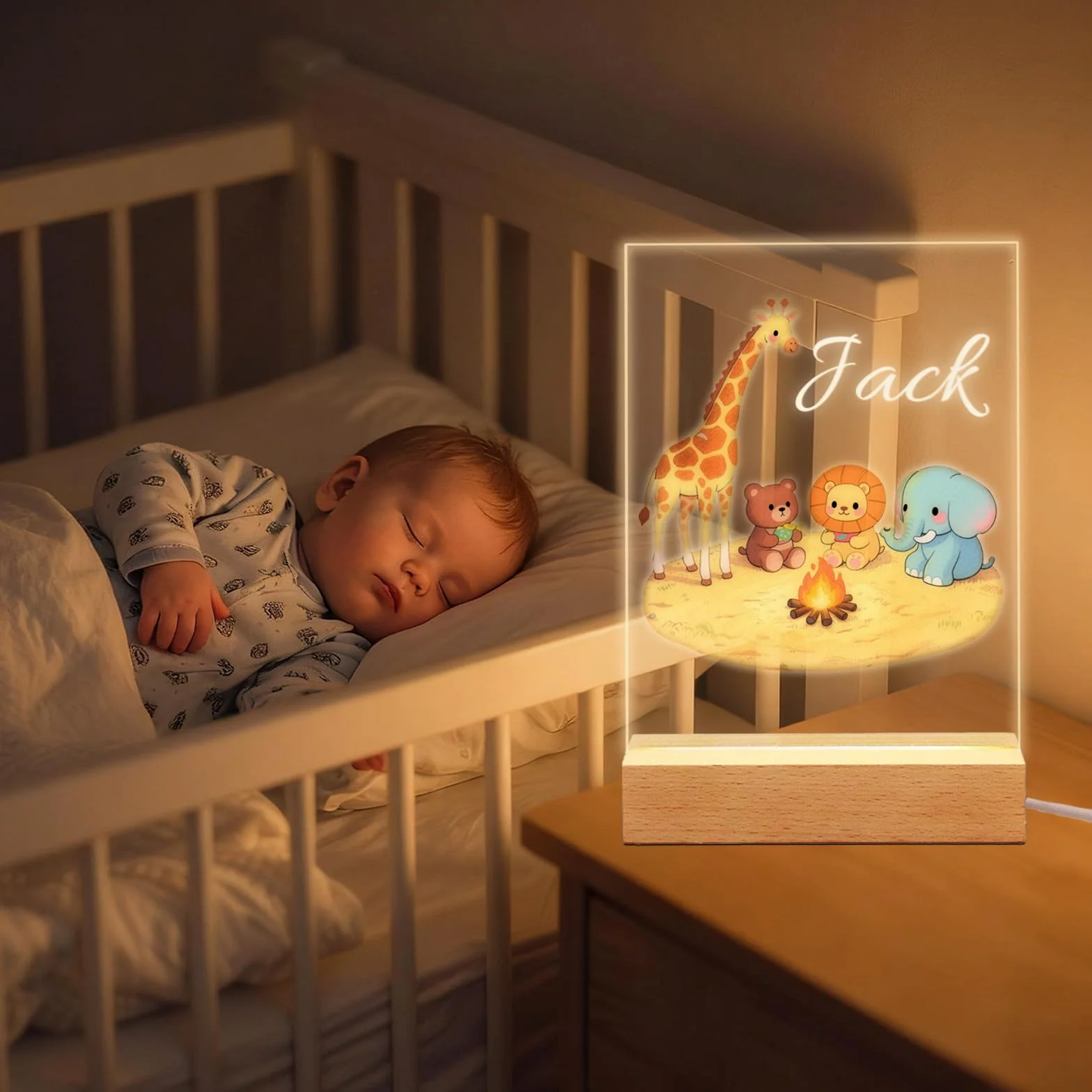 Lampe de Chevet Personnalisée pour Enfant, Cadeau Bébé, Souvenir de Baptême