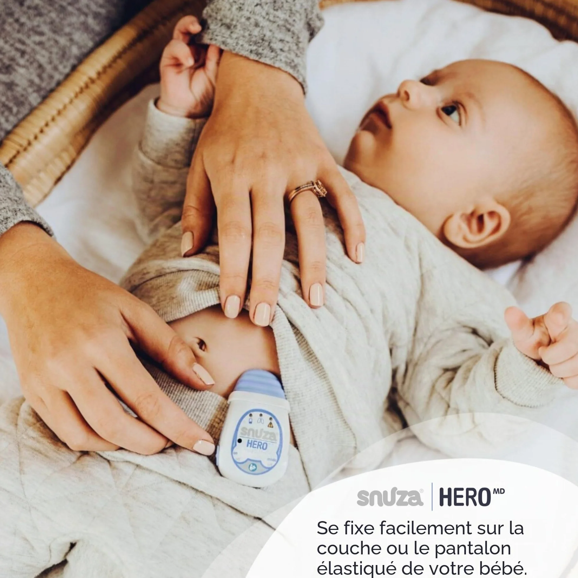 Snuza Hero MD Moniteur bébé avec alarme et notification sans fil portable