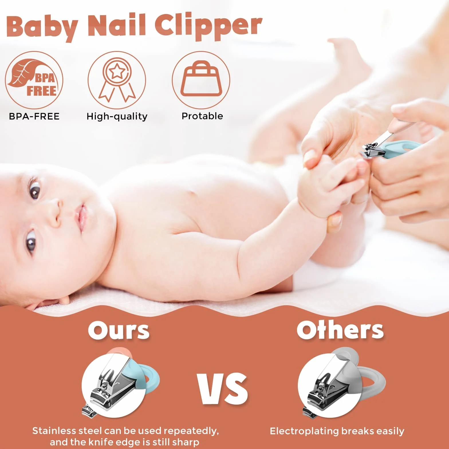 Set de coupe-ongles pour bébé avec étui, limes à ongles manucure pédicure nouveau-nés, cadeau nouvelle maman