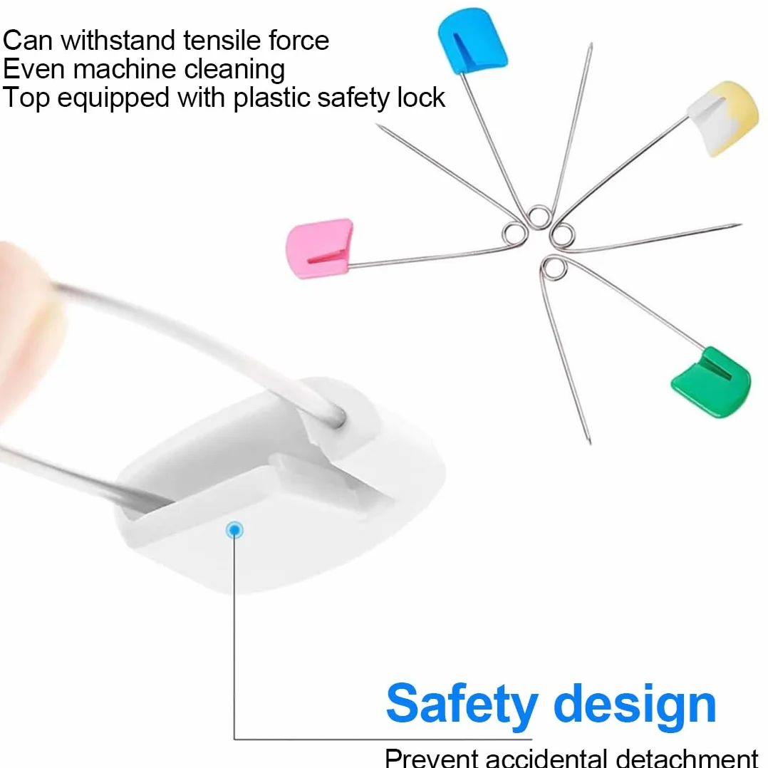Épingles de Sûreté en Acier Inoxydable XPEX 50 Pièces 5 Couleurs avec Verrou de Sécurité
