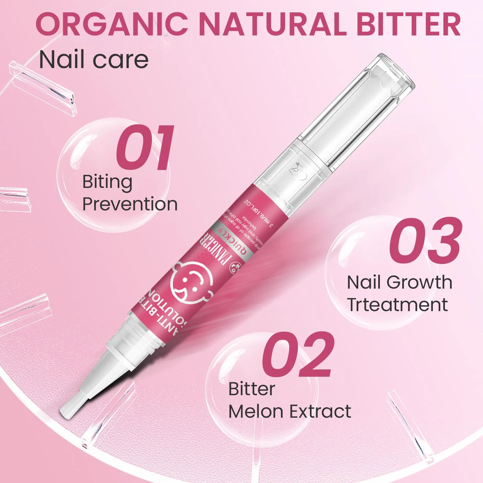 Stylo Anti-Rongement d'Ongles Amer, 2 Stylos Vernis Anti Ronge Ongles, Aide à Prévenir le Rongement des Ongles et Succion de Pouce